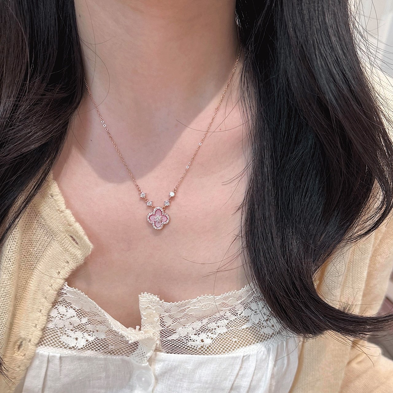 Four Leaf Sakura Clover Necklace ๐ธ - Image 2