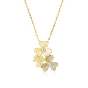 Blooming Grace Triple Flower Golden Necklace